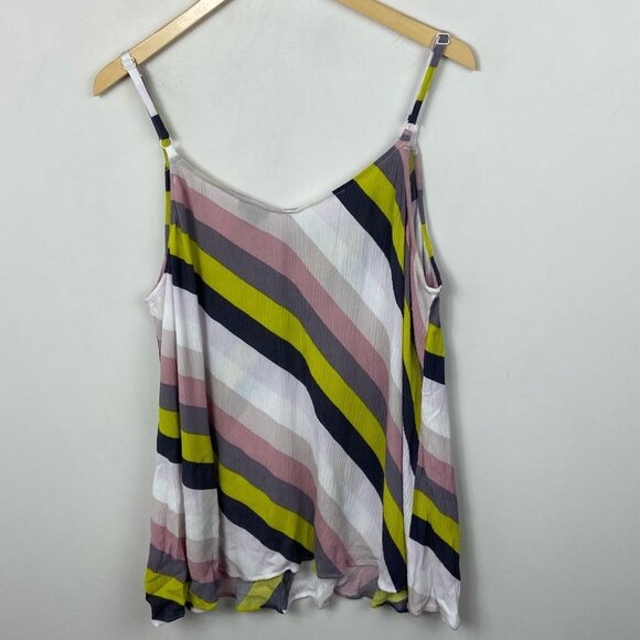 Torrid Sophie Stripe Cami Tank Top Gauze Crinkle Swing Size 2X Diagonal Blouse - Picture 8 of 8